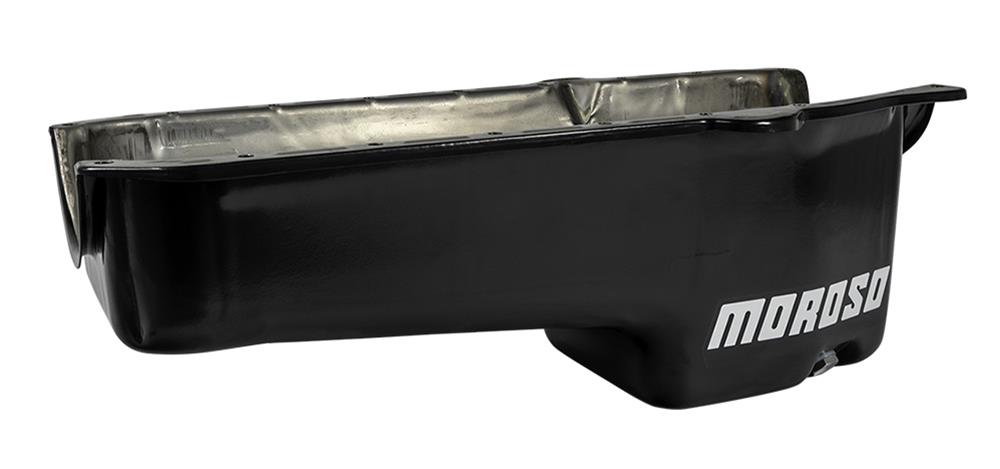 Moroso 1986+ Chevrolet Small Block (w/Passenger Side Dipstick) Wet Sump 5qt 7.5in Steel Oil Pan- Blk thumbnail 2
