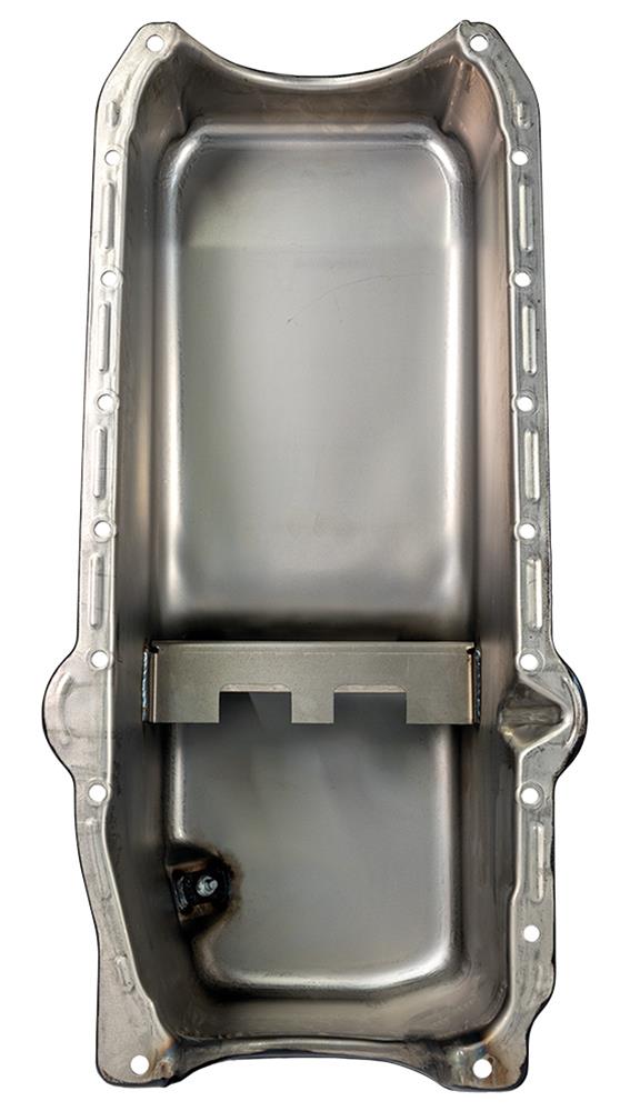 Moroso 1986+ Chevrolet Small Block (w/Passenger Side Dipstick) Wet Sump 5qt 7.5in Steel Oil Pan- Blk thumbnail 3