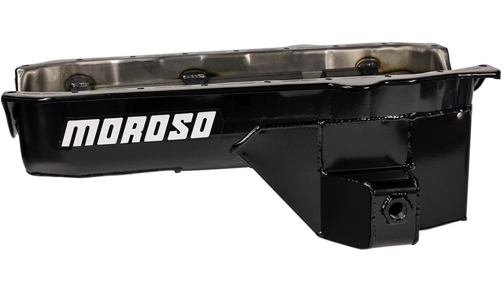 Moroso 80-85 Chevrolet SBC (w/Passenger Side Dipstick) Wet Sump 5.5qt 7.5in Steel Oil Pan - Black