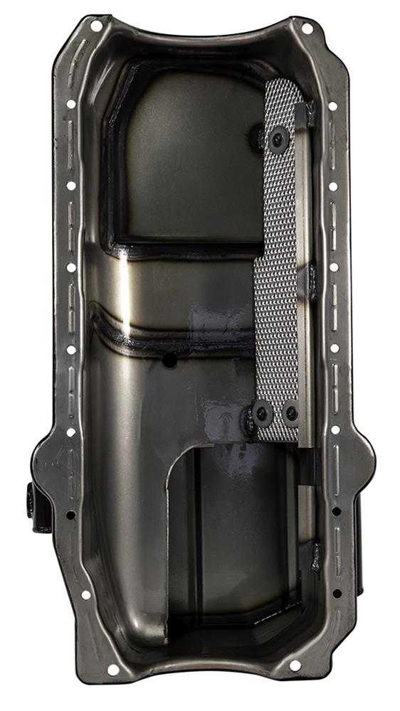 Moroso 80-85 Chevrolet SBC (w/Passenger Side Dipstick) Wet Sump 5.5qt 7.5in Steel Oil Pan - Black thumbnail 3