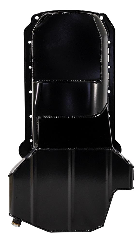 Moroso 80-85 Chevrolet SBC (w/Passenger Side Dipstick) Wet Sump 5.5qt 7.5in Steel Oil Pan - Black thumbnail 4