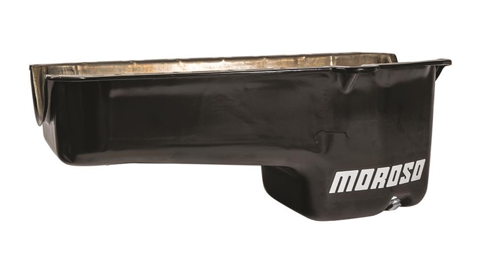 Moroso Pre-80 Chevrolet Small Block (w/Driver Side Dipstick) Wet Sump 6qt 8.25in Steel Oil Pan - Blk