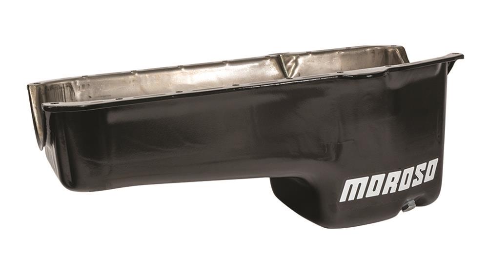 Moroso 80-85 Chevrolet SBC (w/Passenger Side Dipstick) Wet Sump 6qt 8.25in Steel Oil Pan - Blk