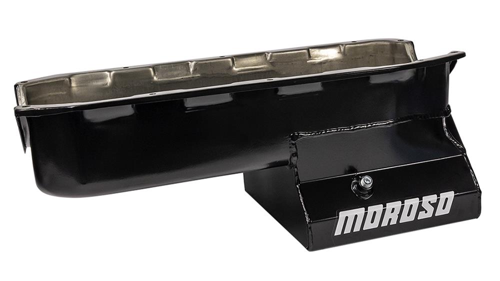 Moroso Pre-85 Chevrolet Small Block (w/Driver Side Dipstick) Wet Sump 7qt 8.25in Steel Oil Pan - Blk