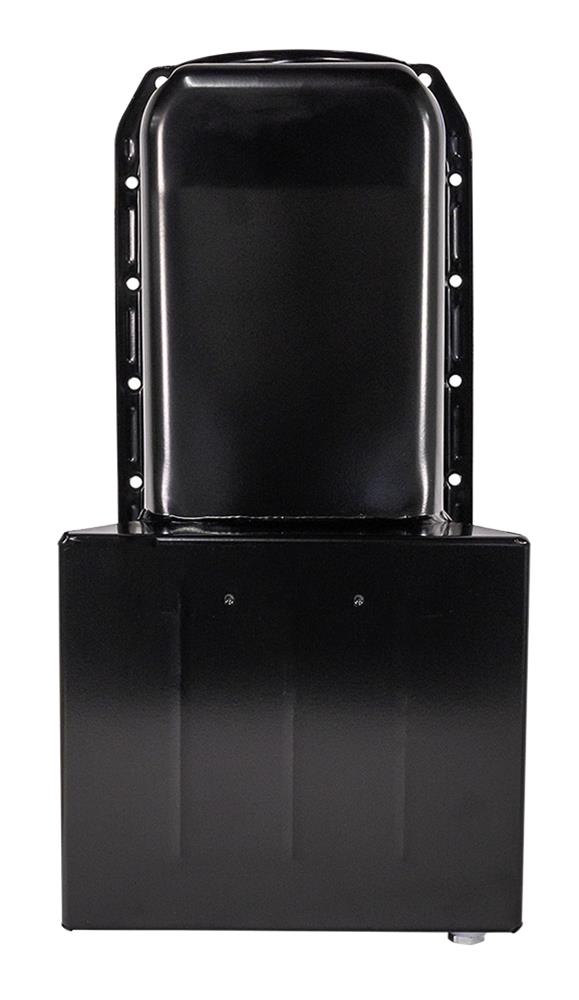Moroso 80-85 Chevrolet SBC (w/Passenger Side Dipstick) Wet Sump 7qt 8.25in Steel Oil Pan - Black thumbnail 4