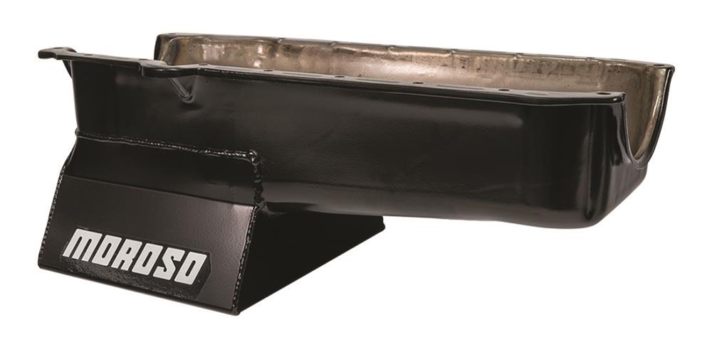Moroso 1986+ Chevrolet SBC (w/1 Piece Rear Main Seal) Wet Sump 7qt 8.25in Steel Oil Pan - Black thumbnail 2
