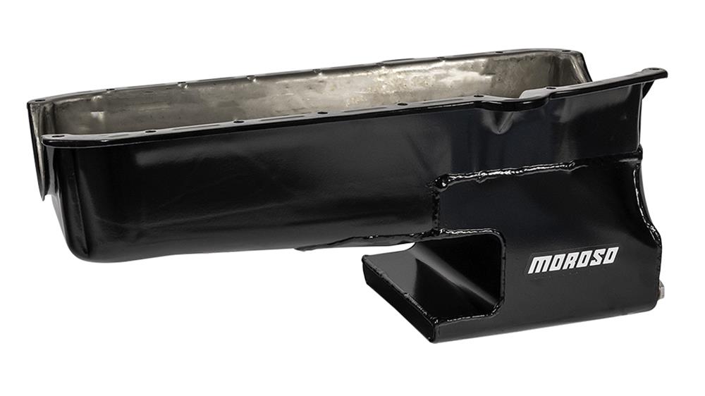 Moroso Pre-80 Chevrolet Small Block (w/Driver Side Dipstick) Wet Sump 6qt 9in Steel Oil Pan - Black thumbnail 2