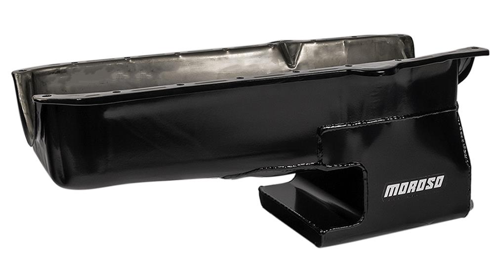 Moroso 86-Up Chevrolet Small Block (w/1 Piece Rear Main Seal) Wet Sump 6qt 9in Steel Oil Pan - Black