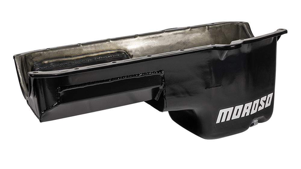Moroso Pre-85 Chevrolet Small Block (w/Driver Side Dipstick) Wet Sump 6qt 8.25in Steel Oil Pan - Blk