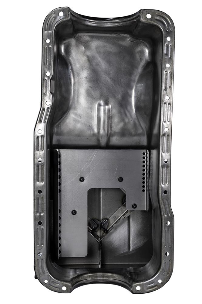 Moroso Ford 351W (w/Front Sump) Kicked Out Road Race Baffled 9qt 8in Steel Oil Pan thumbnail 4