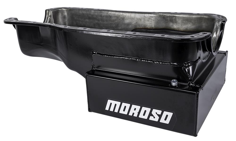 Moroso Ford 351W (w/Front Sump) Kicked Out Road Race Baffled 9qt 8in Steel Oil Pan thumbnail 2