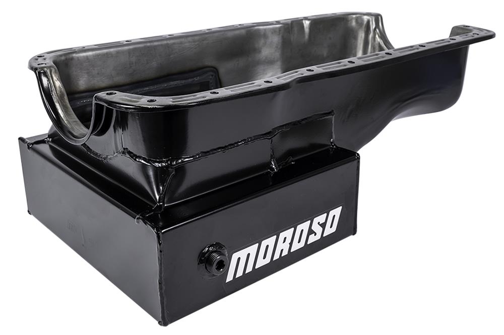 Moroso Ford 351W (w/Front Sump) Kicked Out Road Race Baffled 9qt 8in Steel Oil Pan