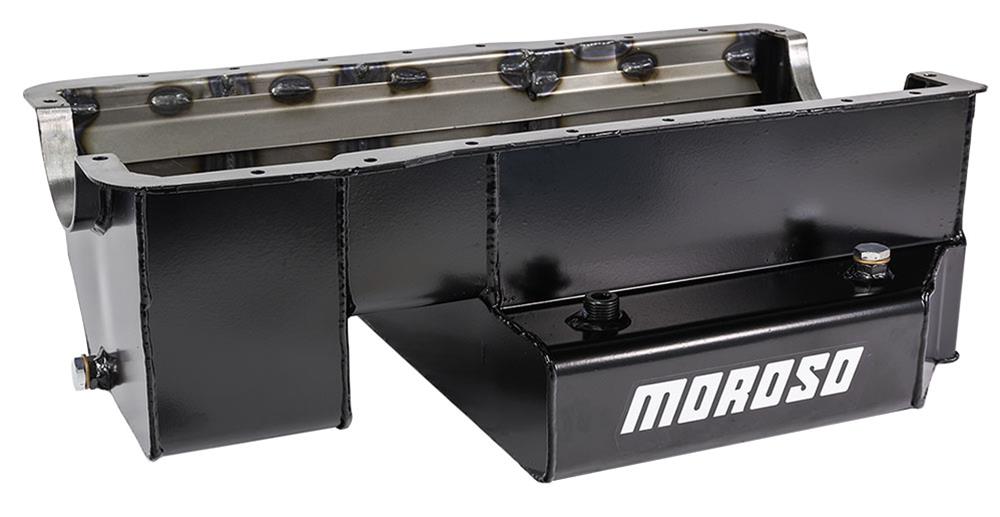 Moroso Ford 351W (w/Rear Sump) Kicked Out Circle Track Baffled Wet Sump 9qt 7.5in Steel Oil Pan thumbnail 2