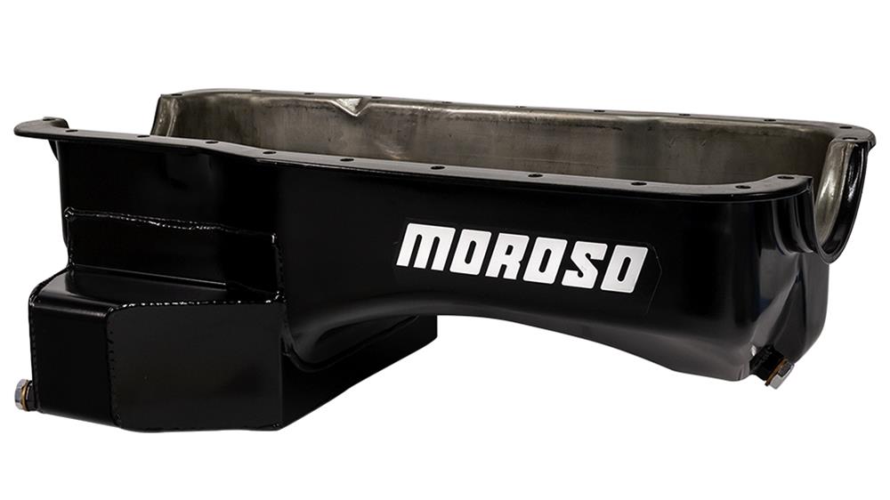 Moroso Ford 289-302 (w/Rear Sump) Kicked Out Road Race Baffled Wet Sump 7qt 7.5in Steel Oil Pan thumbnail 2