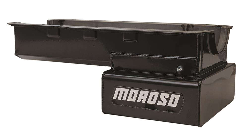 Moroso Ford 351W Road Race Front Sump 8 Inch Deep Steel Oil Pan - Black Powder Coat