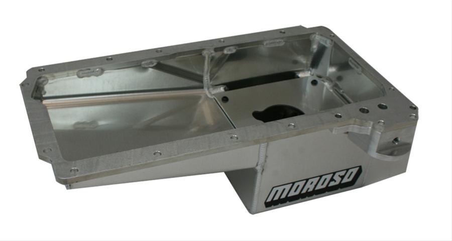 Moroso GM LS/02-15 COPO Camaro (w/Rear Sump) Fabricated Drag Race Baffled 7qt 7.5in Aluminum Oil Pan thumbnail 2