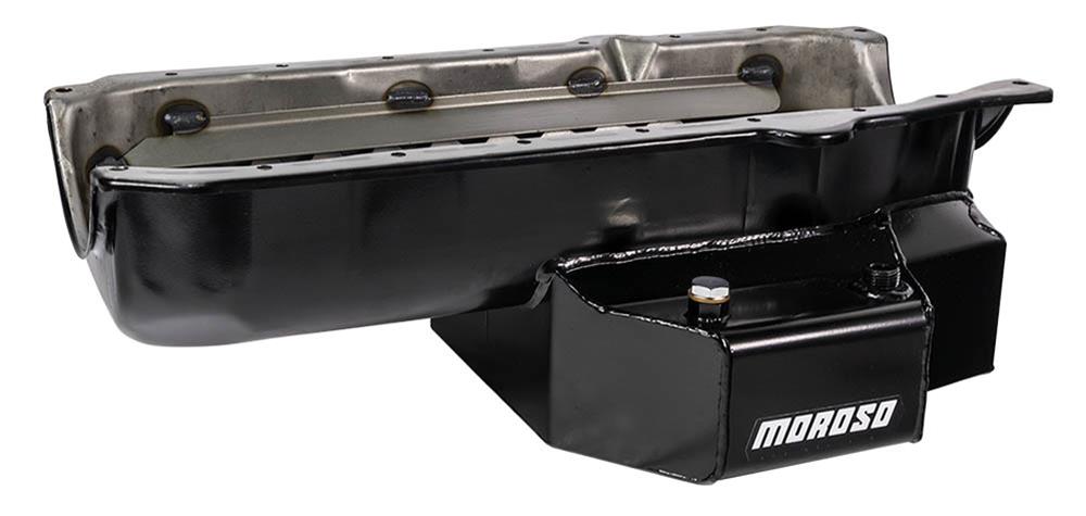 Moroso 86-Up Chevrolet Small Block (w/1 Piece Rear Main Seal) Wet Sump 7qt 7-1/8in Steel Oil Pan thumbnail 2