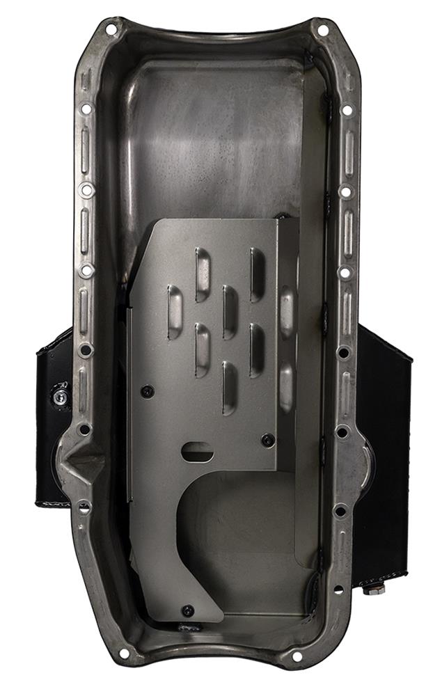 Moroso 86-Up Chevrolet SBC (w/1 Pc Seal & Low Clearance) Wet Sump 7qt 7in Steel Oil Pan - Black thumbnail 4
