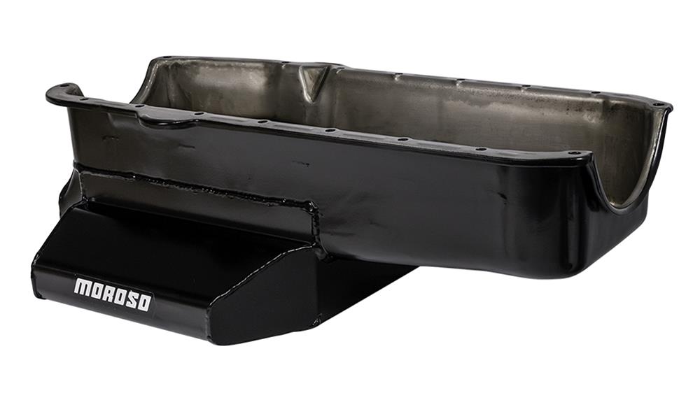Moroso Pre-80 Chevrolet SBC (w/2 Pc Seal & Low Clearance) Wet Sump 7qt 7in Steel Oil Pan - Black thumbnail 2