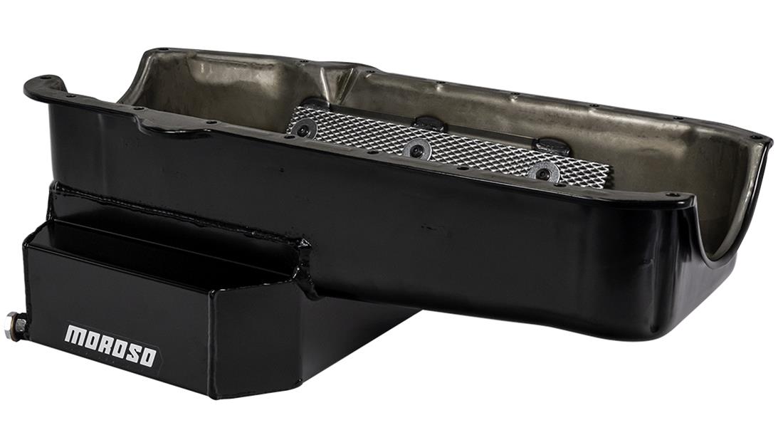 Moroso Pre-80 Chevrolet Small Block (w/2 Pc Seal) Road Race Wet Sump 7qt 7.5in Steel Oil Pan - Black