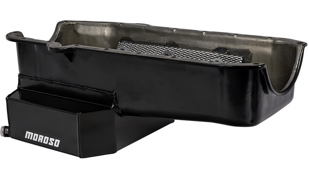 Moroso 80-85 Chevy Small Block/Dart (w/2 Pc Seal) Road Race Wet Sump 7qt 7.5in Steel Oil Pan - Black