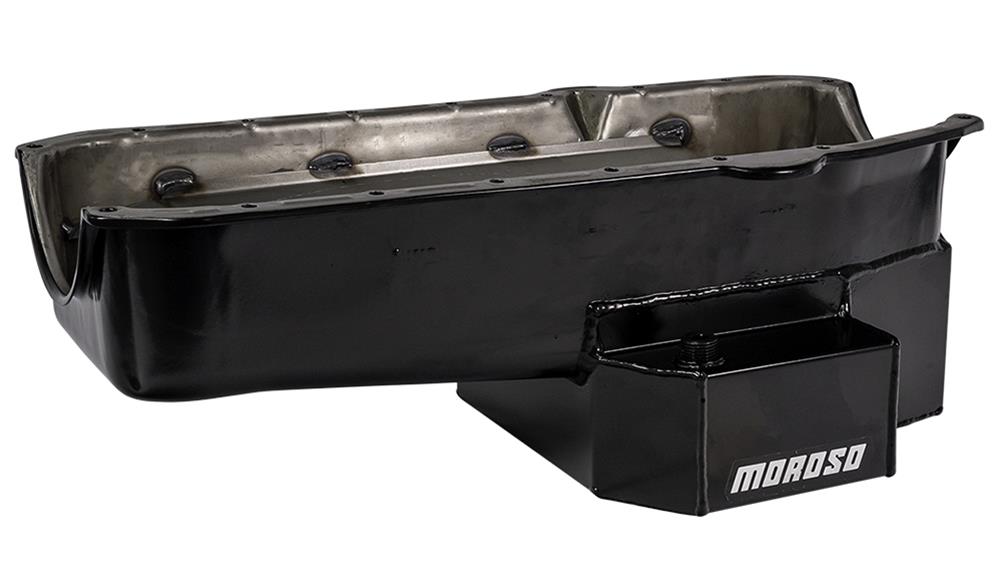 Moroso 80-85 Chevy Small Block/Dart (w/2 Pc Seal) Road Race Wet Sump 7qt 7.5in Steel Oil Pan - Black thumbnail 2