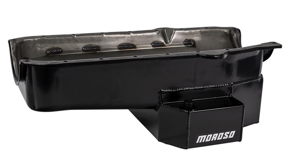 Moroso 86-Up Chevrolet Small Block (w/1 Pc Seal) Road Race Wet Sump 7qt 7.5in Steel Oil Pan - Black