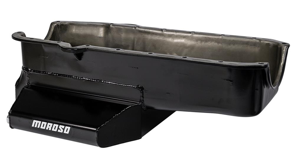 Moroso 80-85 Chevy SBC/Dart (w/2 Pc Seal/Low Clearance) Wet Sump 7qt 7in Steel Oil Pan - Black thumbnail 2