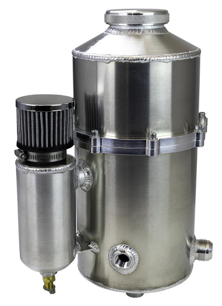 Moroso 2 Pc 60/40 Split 16.5in Tall 7in Dia 7.5qt Dual Inlet Dry Sump Tank w/16AN Male Fitting main image 1