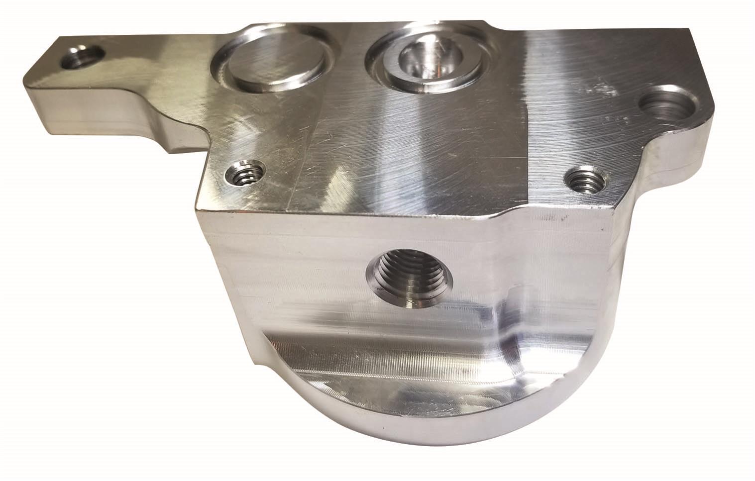 Moroso GM LS Oil Filter Adapter - Spin On - External Input Inlet - Outbound Rail