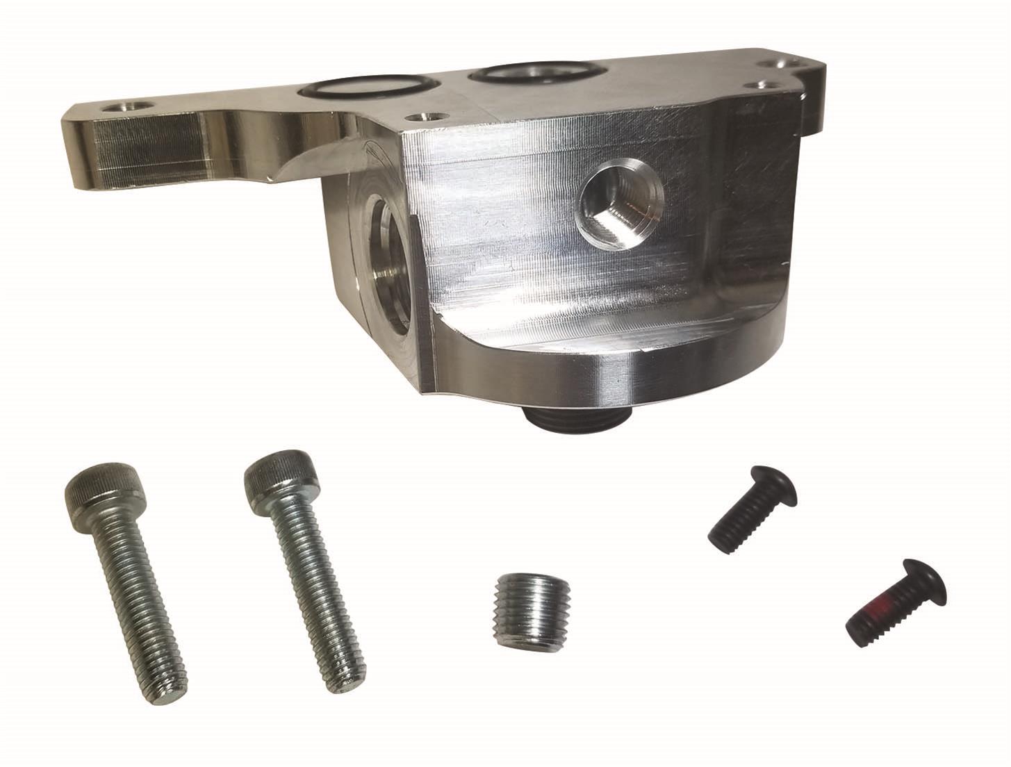 Moroso GM LS Oil Filter Adapter - Spin On - External Input Inlet - Outbound Rail thumbnail 2