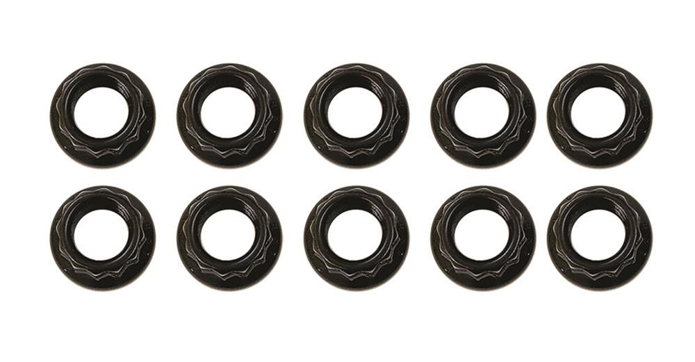 Moroso 5/16in-24 12 Point Black Oxide Flange Nut - 10 Pack