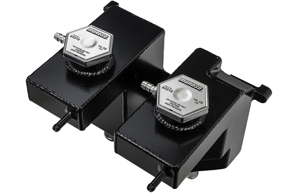 Moroso Polaris RZR Turbo/Turbo S w/Fox Piggyback Shock Dual Coolant & Intercooler Tank - Black