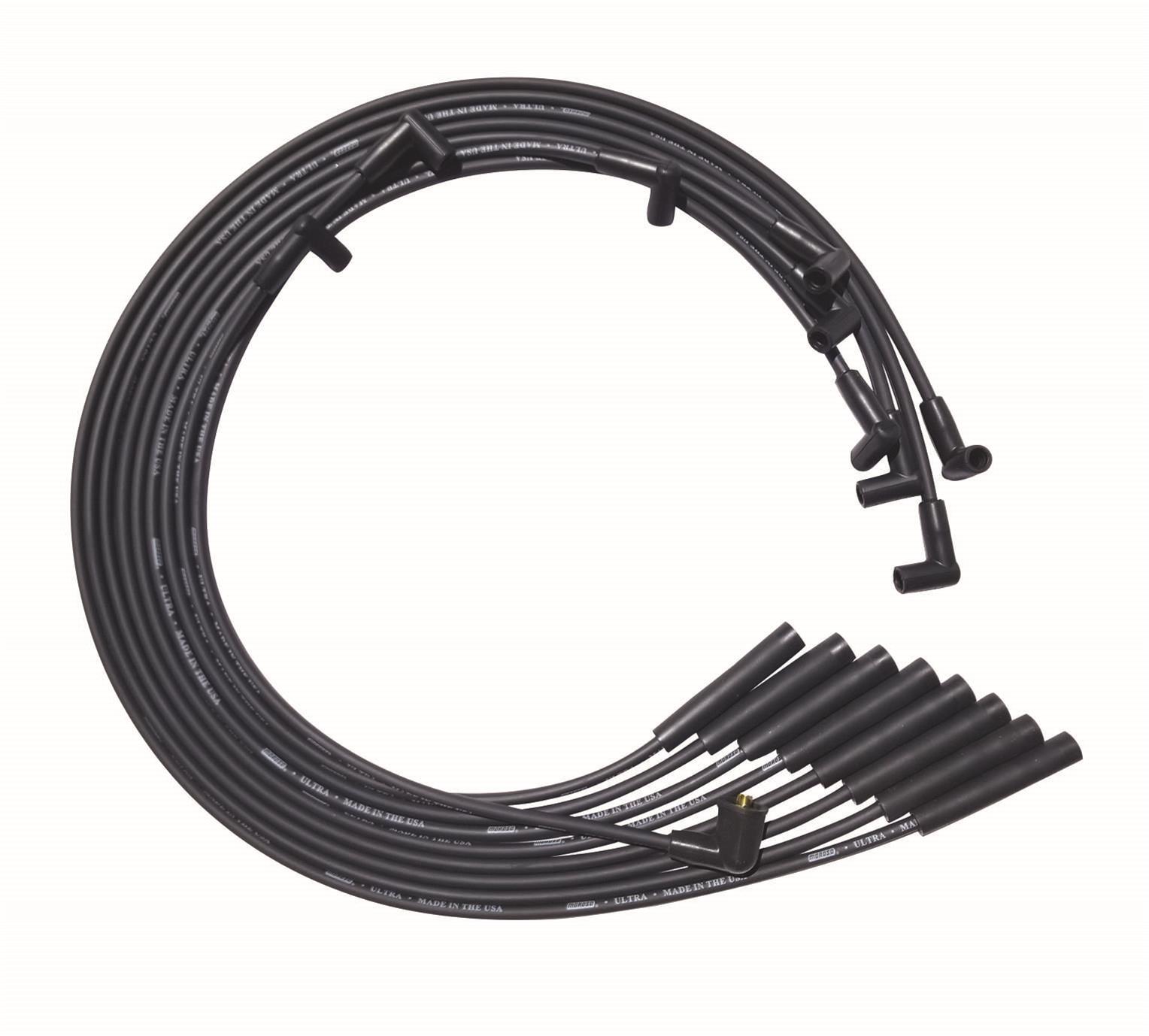 Moroso BB Chrysler Mopar 361/383/400/440 Str Plug HEI Unsleeved Ultra Spark Plug Wire Set - Black
