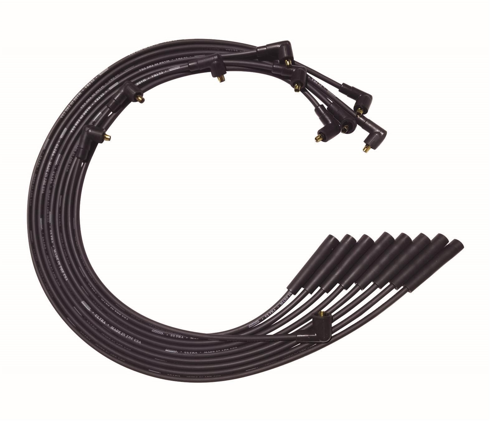 Moroso Chrysler Mopar 361/383/400/440 Str Plug End Non-HEI Unsleeved Ultra Spark Plug Wire Set - Blk