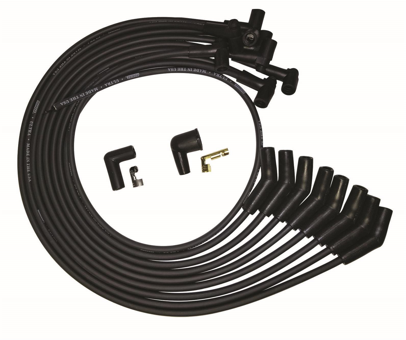 Moroso SB Ford 351W 135 Plug HEI Unsleeved Ultra Spark Plug Wire Set - Black