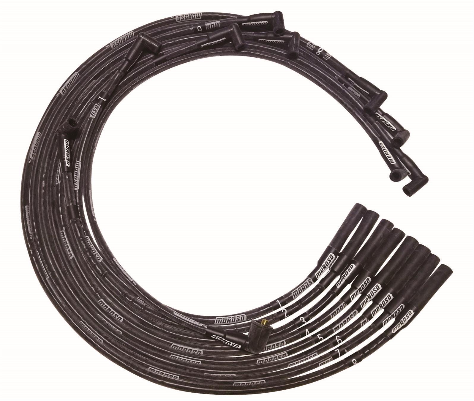 Moroso BB Chrysler Mopar Sleeved Str Plug HEI Ultra Spark Plug Wire Set - Black