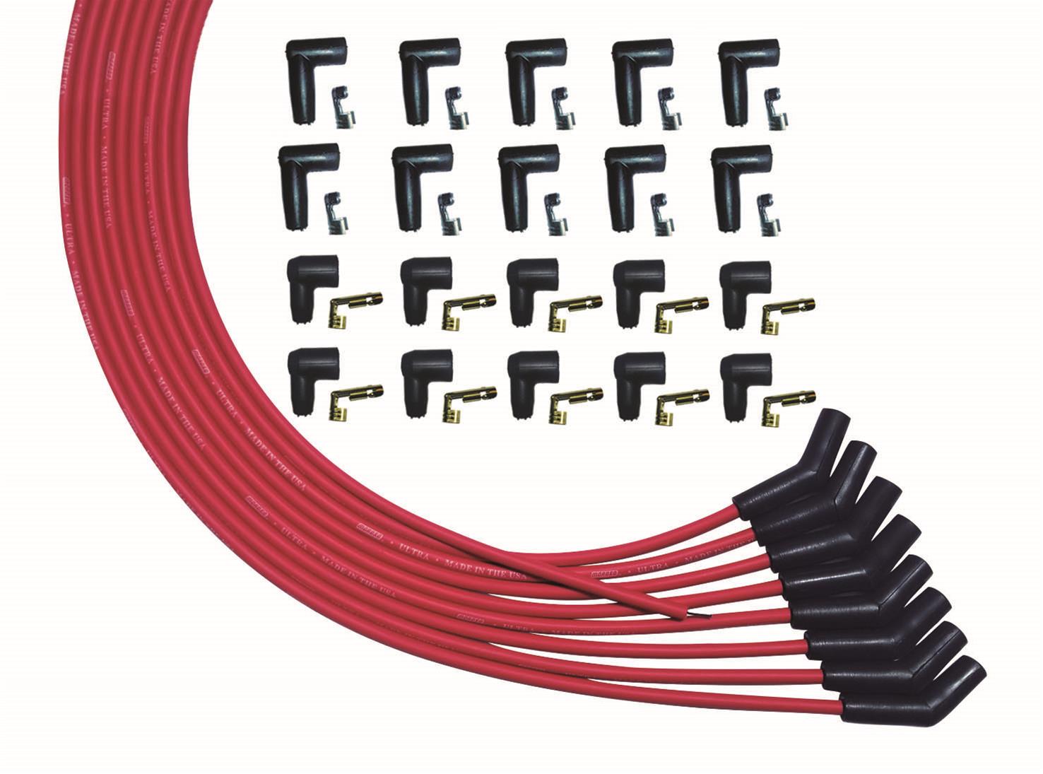 Moroso V8 135 Deg Plug Universal HEI And Non-HEI Ultra Spark Plug Wire Set - Red