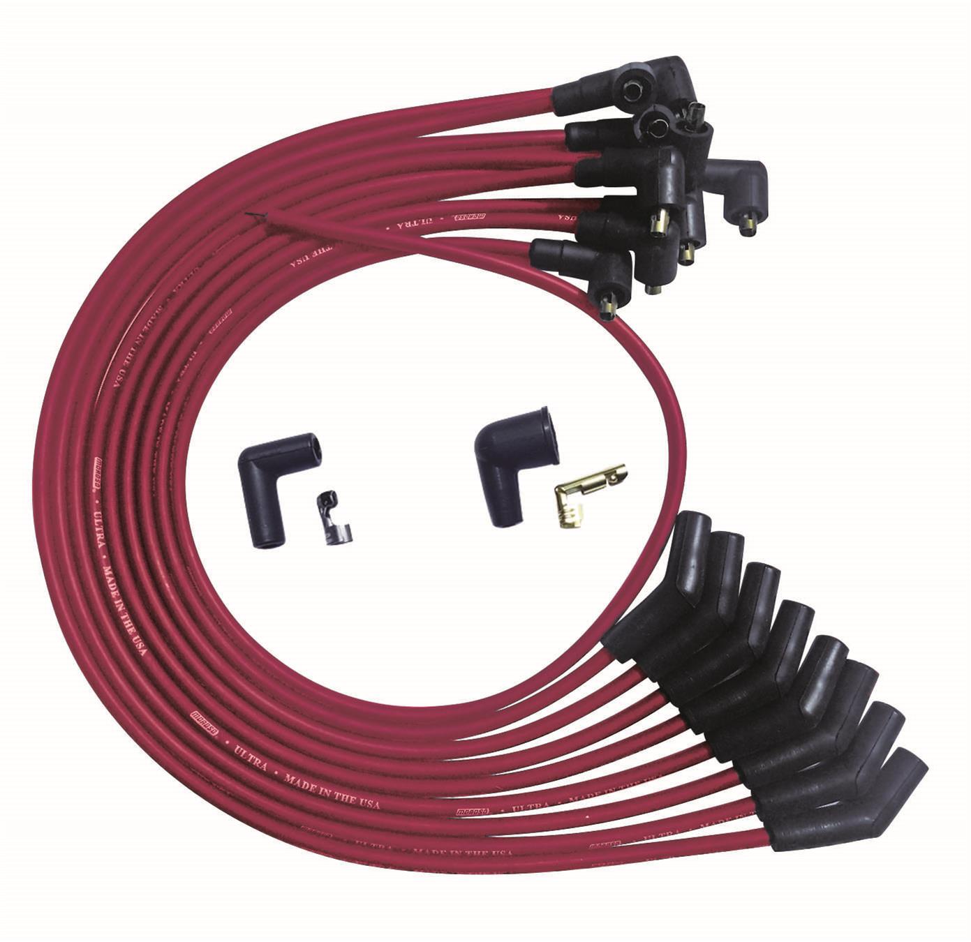 Moroso SB Ford 351W 135 Deg Plug Boots Non-HEI Ultra Spark Plug Wire Set - Red