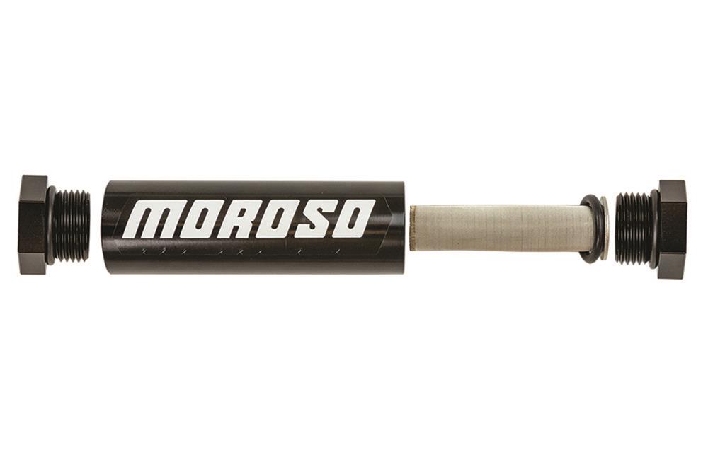Moroso In-Line Fuel Filter - 5-1/8in - 3/8in NPT - 40 Micron SS Filter - Aluminum