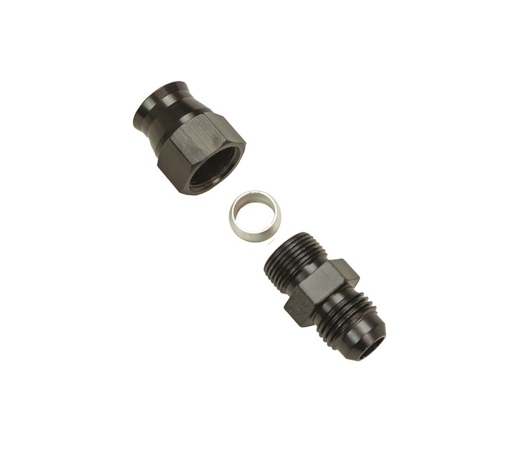 Moroso Aluminum Fitting Adapter 6AN Male to 3/8in Tube Compression - Black