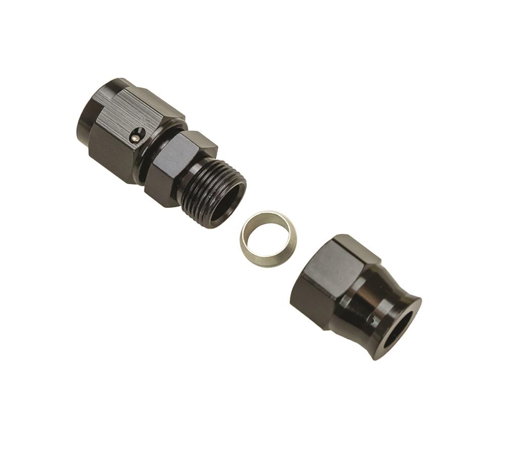 Moroso Aluminum Fitting Adapter 6AN Female to 3/8in Tube Compression - Black thumbnail 2