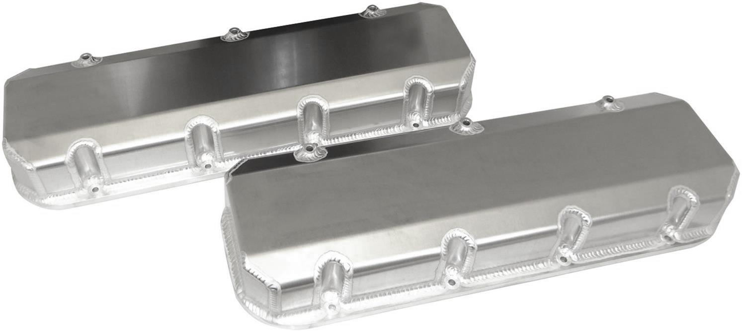 Moroso Chevrolet Big Block Valve Cover w/Billet Rail - No Logo - Exhaust Pockets/Intake Tubes - Alum