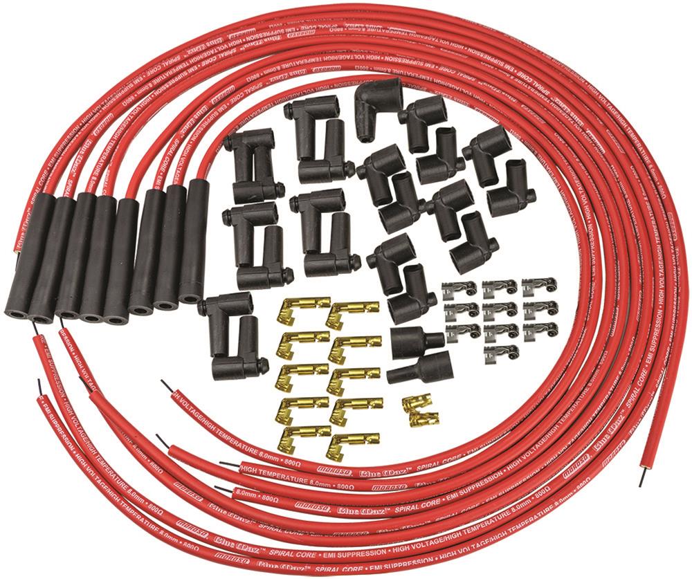 Moroso Universal Ignition Wire Set - Blue Max - Spiral Core - Unsleeved - Straight - Red