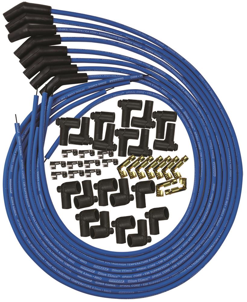 Moroso Universal Ignition Wire Set - Blue Max - Spiral Core - Unsleeved - 135 Degree - Blue thumbnail 2