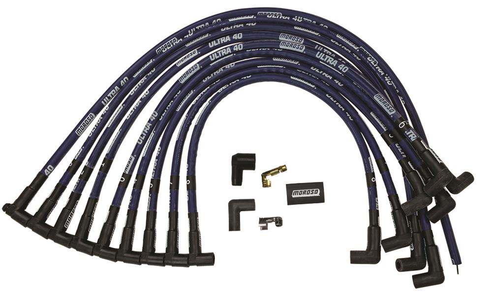 Moroso Chevrolet Small Block Ignition Wire Set - Ultra 40 - Sleeved - HEI - 90 Degree - Blue