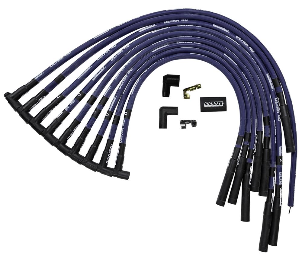 Moroso Chevrolet Big Block Ignition Wire Set - Ultra 40 - Sleeved - HEI - Straight - Blue