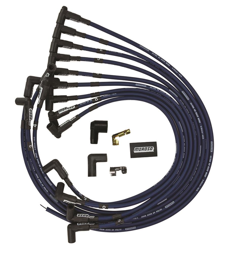 Moroso 73666 Ultra 40 Plug Wire Set - Blue Spark Plug Wire Set, Ultra 40,  Spiral