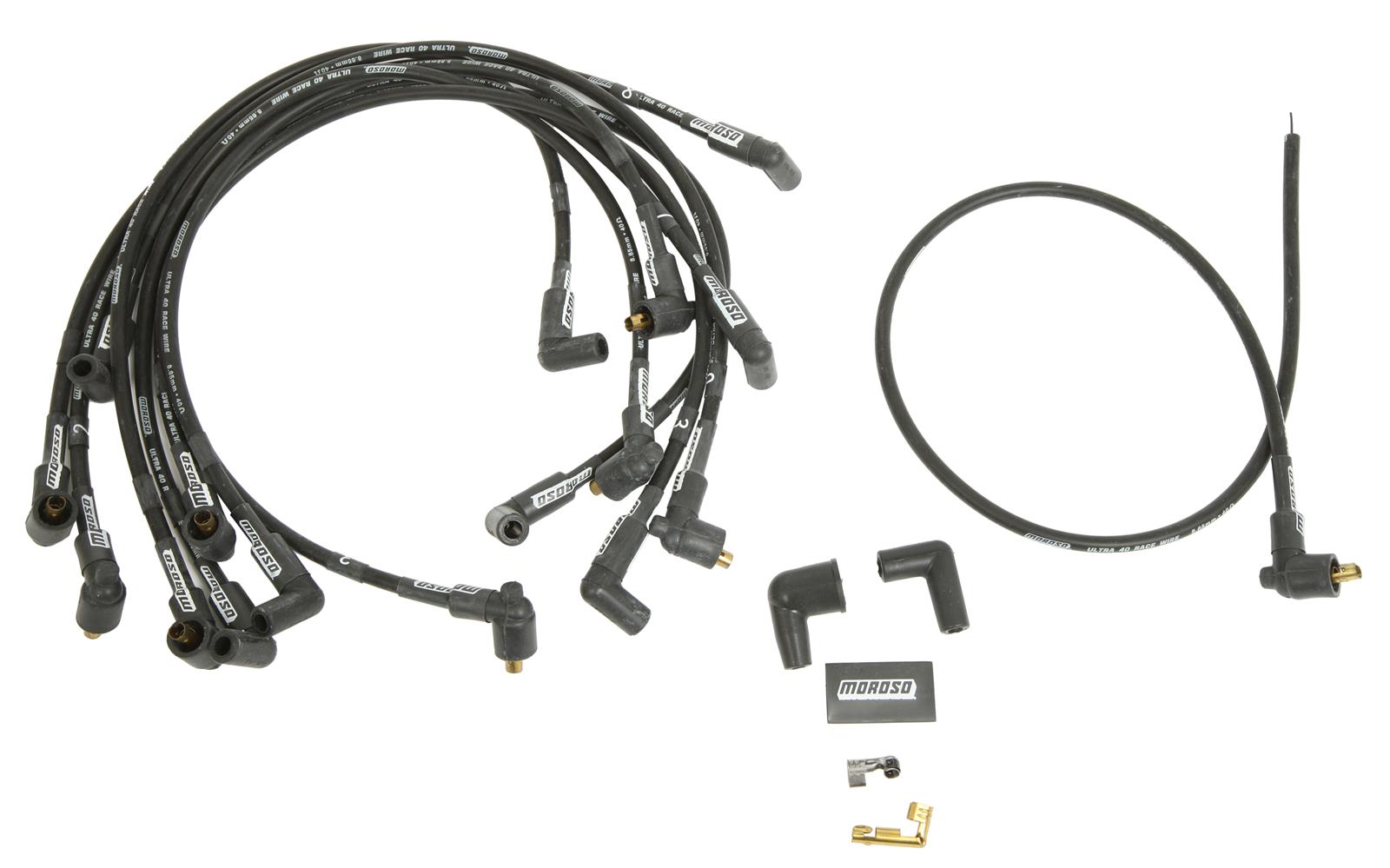 Moroso Chevrolet Small Block Ignition Wire Set - Ultra 40 - Unsleeved - Non-HEI - Over Valve - Black