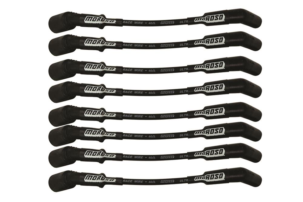 Moroso GM LS Ignition Wire Set - Ultra 40 - Unsleeved - Coil-On - 9.75in Wire - 135 Degree - Black